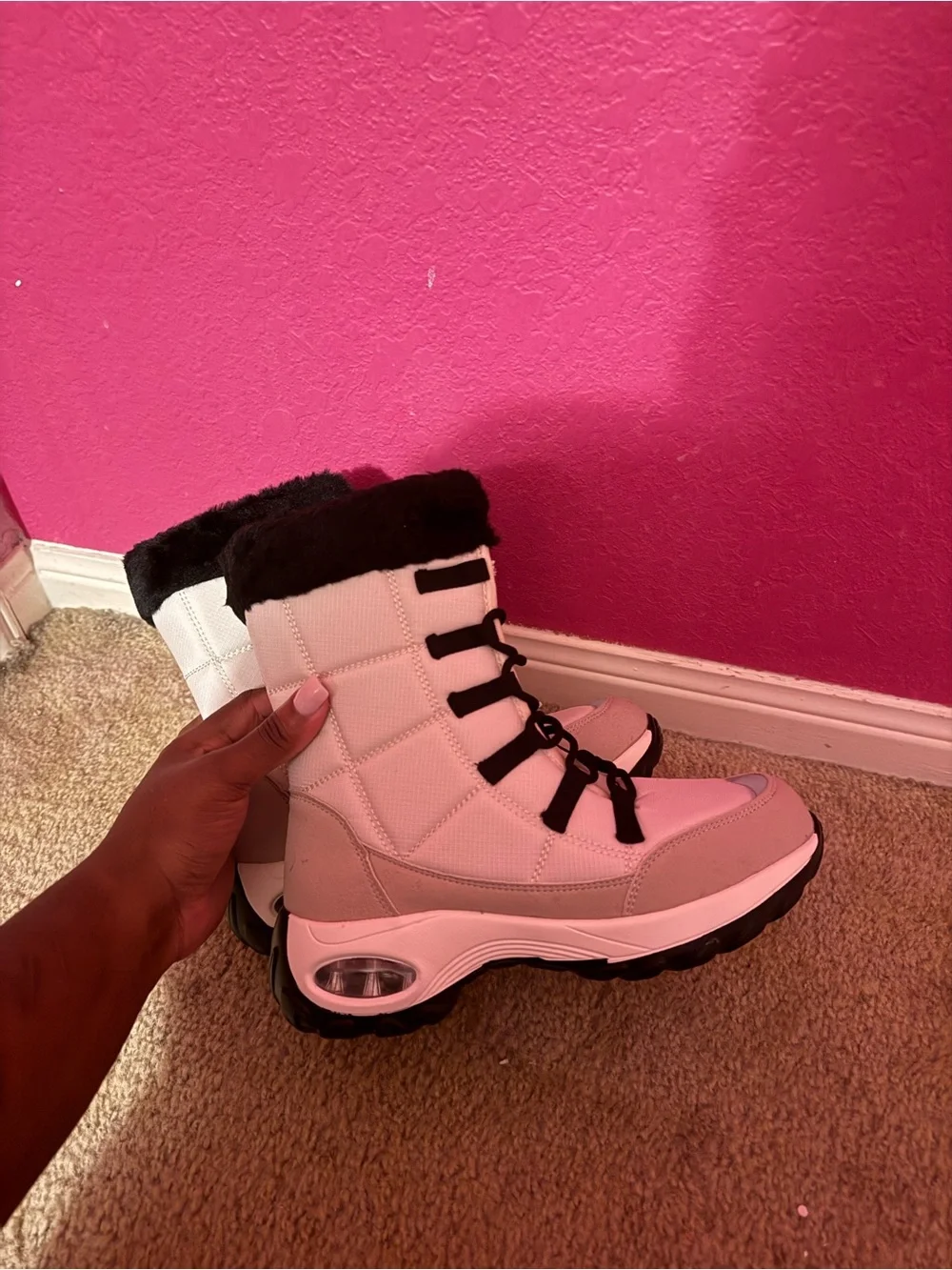 Women's Winter Ankle Boots with Faux Fur Trim